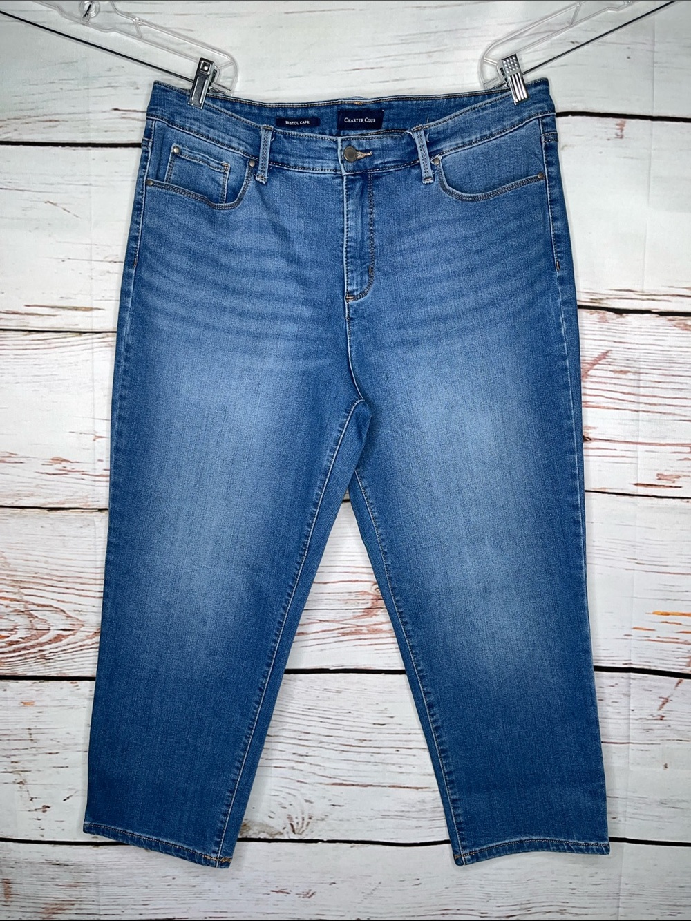 Charter Club Size 16 Blue Denim 5 Pocket Bristol Jean Capris